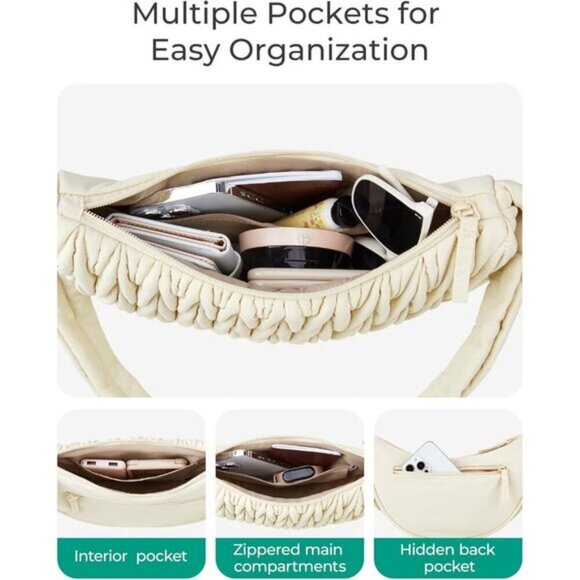 Women's BAGSMART Small Nylon Quilted Crescent Hobo Shoulder Bag - Picture 4 of 7